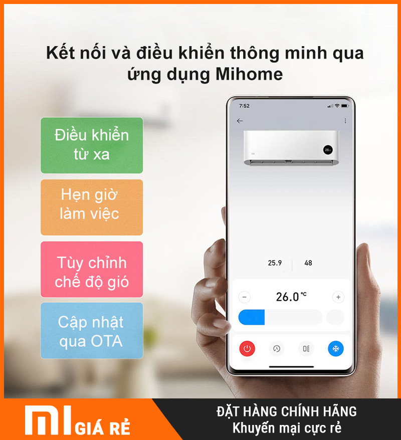 Điều Hòa Xiaomi Mijia KFR-26GW/V1A1 1HP 2 Chiều Cao Cấp