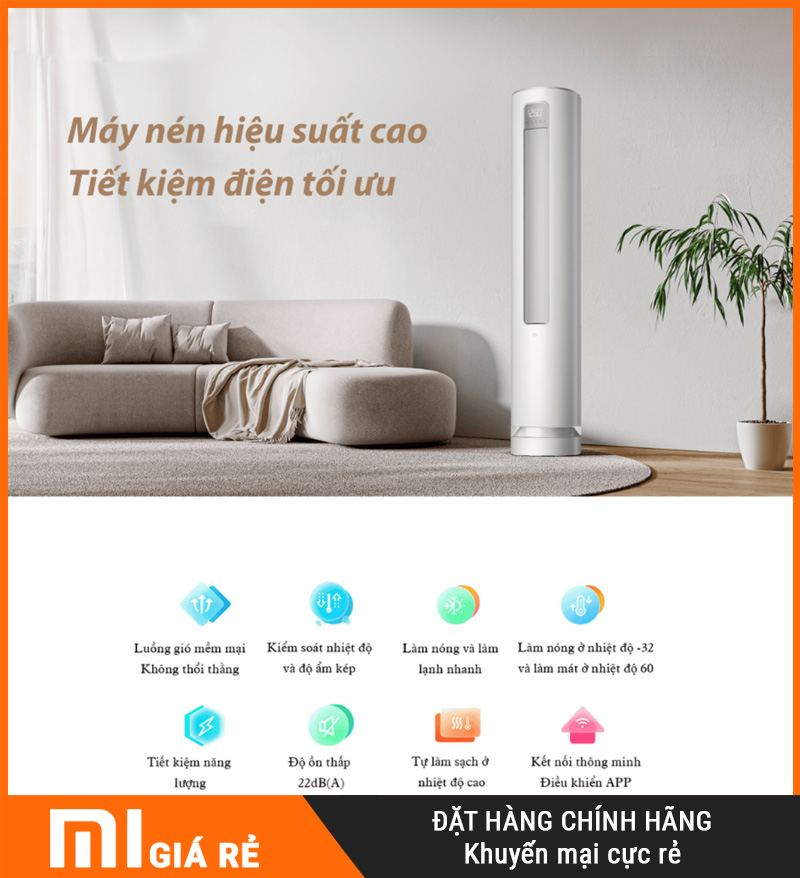 Điều Hòa Cây 2 Chiều Xiaomi Mijia KFR-72LW/F2A1 3HP Cao Cấp