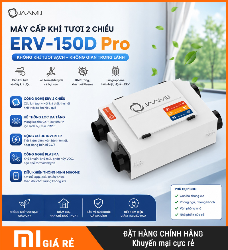 Máy Cấp Khí Tươi 2 Chiều JaamiJ ERV-150D Pro