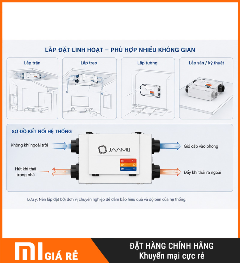 Máy Cấp Khí Tươi 2 Chiều JaamiJ ERV-485D Pro