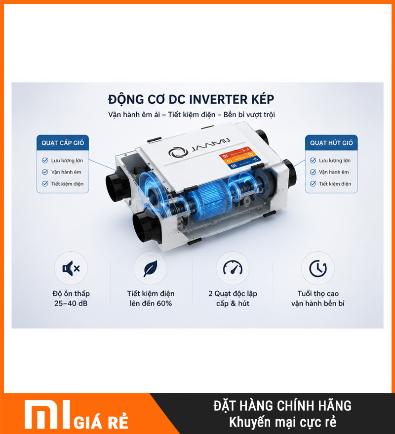 Máy Cấp Khí Tươi 2 Chiều JaamiJ ERV-485D Pro