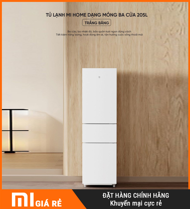 Tủ Lạnh 3 Cánh Xiaomi Mijia 205L Ngăn Đông Mềm