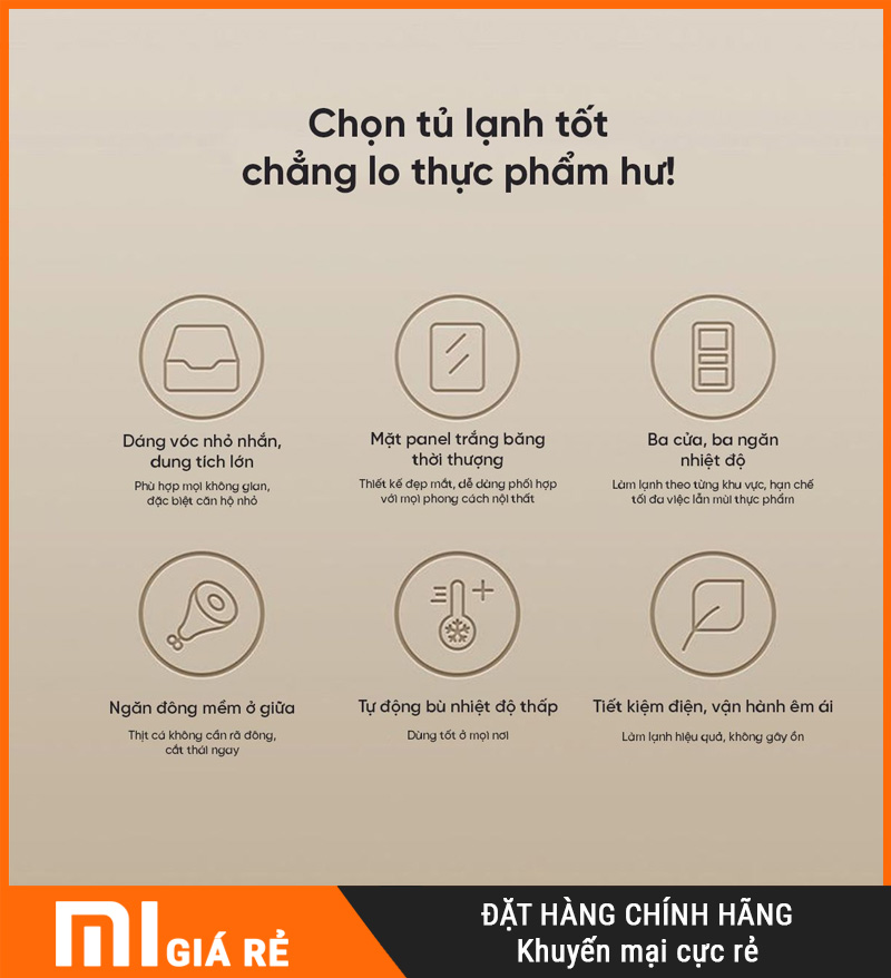 Tủ Lạnh 3 Cánh Xiaomi Mijia 205L Ngăn Đông Mềm