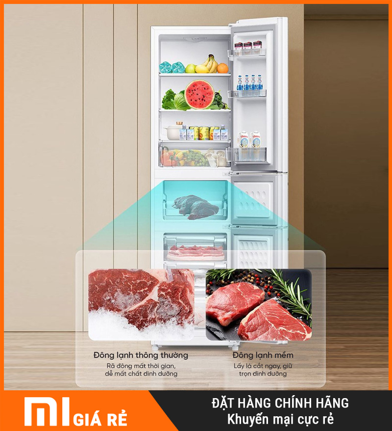 Tủ Lạnh 3 Cánh Xiaomi Mijia 205L Ngăn Đông Mềm