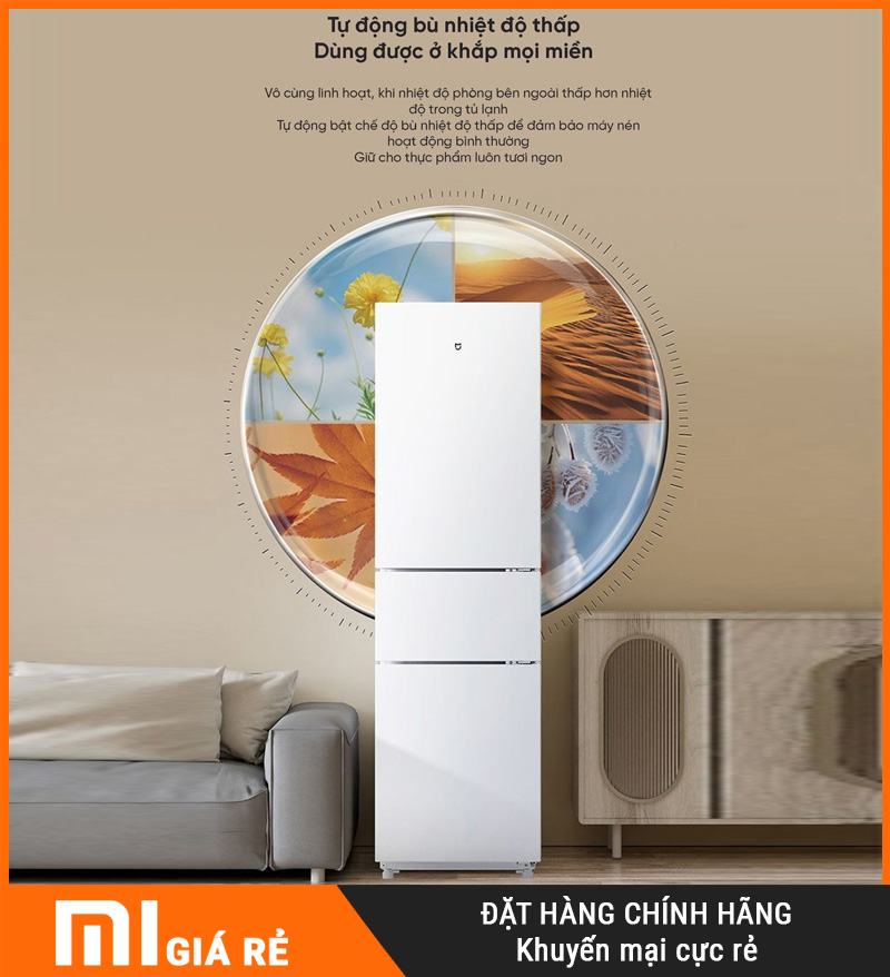 Tủ Lạnh 3 Cánh Xiaomi Mijia 205L Ngăn Đông Mềm