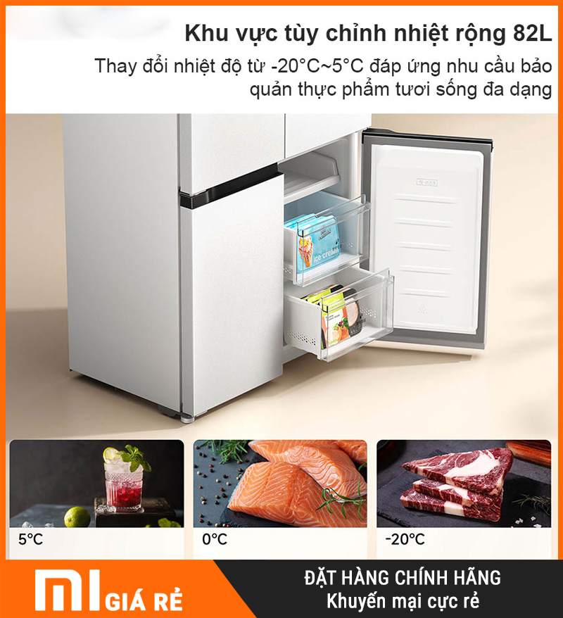 Tủ Lạnh Xiaomi Mijia 518L Âm Tường 4 Cánh Có Ngăn Đông Mềm 