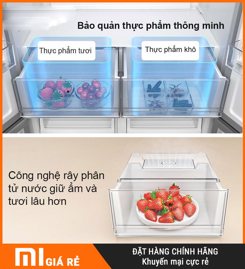 Tủ Lạnh Xiaomi Mijia 518L Âm Tường 4 Cánh Có Ngăn Đông Mềm 