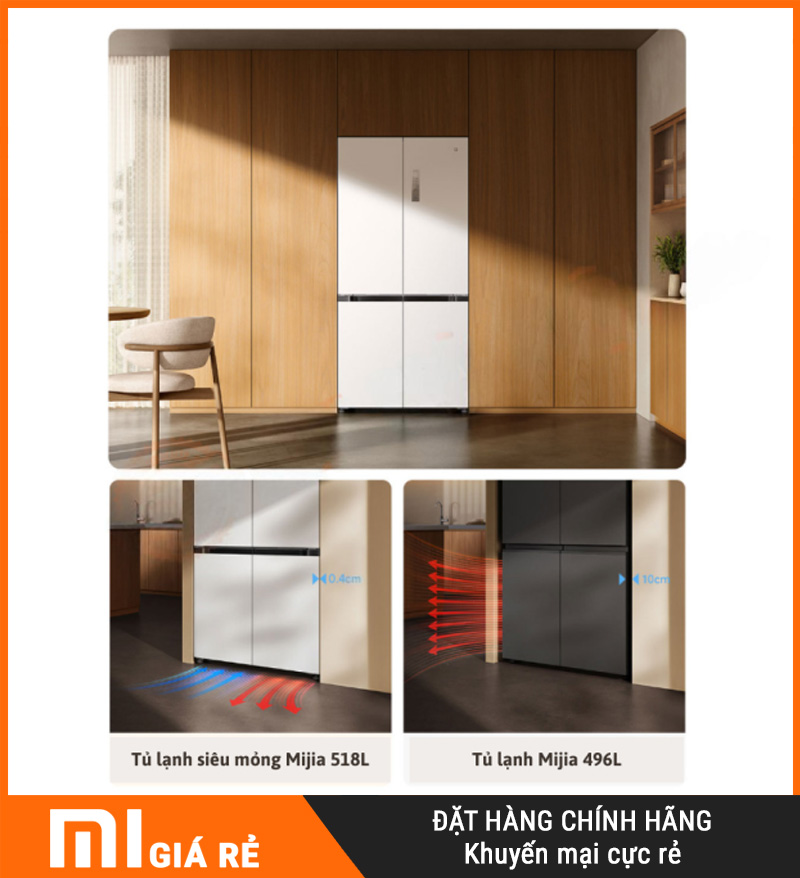 Tủ Lạnh Xiaomi Mijia 518L Âm Tường 4 Cánh Có Ngăn Đông Mềm 